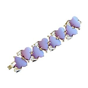 VTG Thermoset Moonglow Pearl Bracelet Statement Leaf Link Chunky Retro 50s 7"